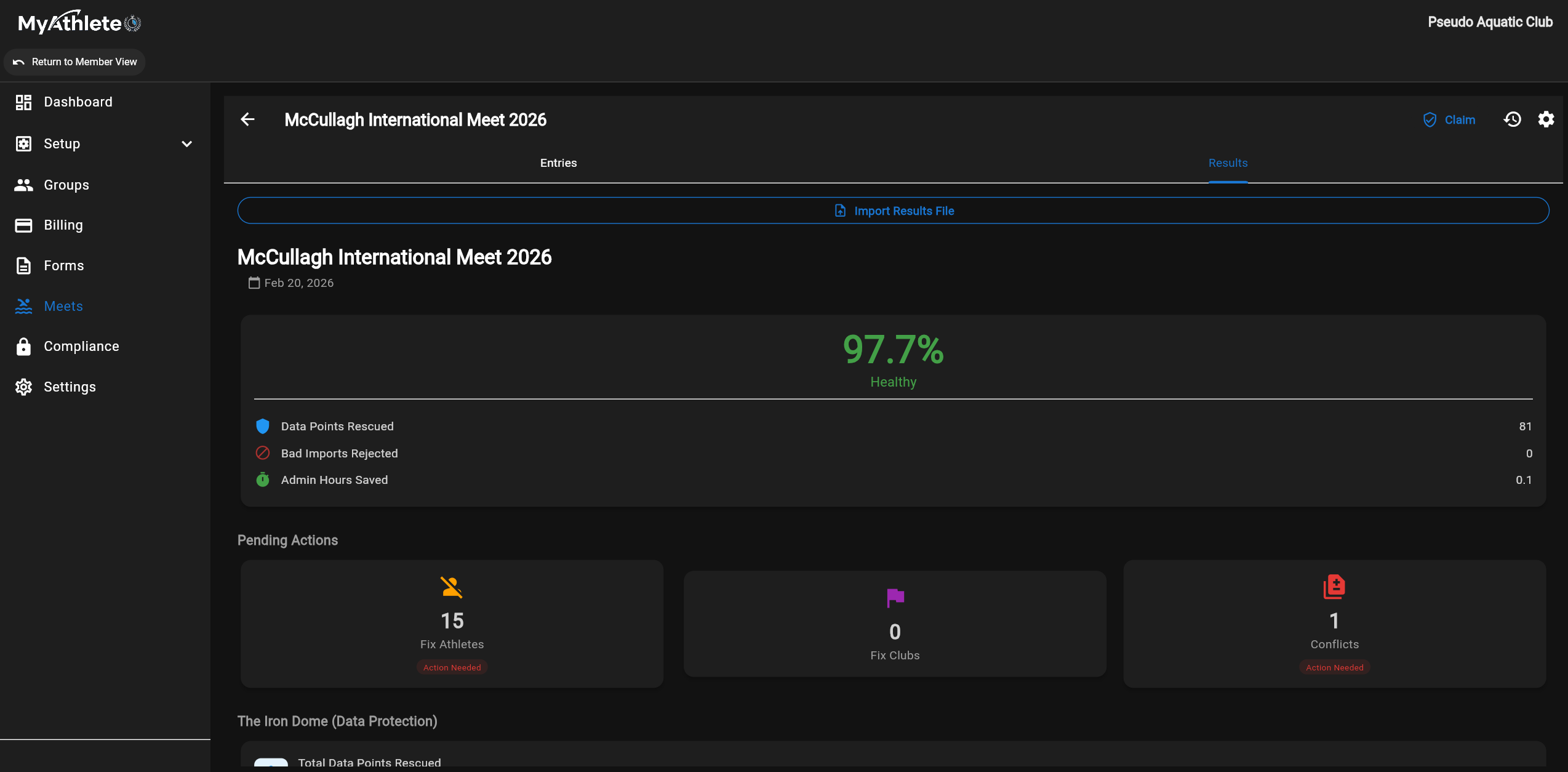 MyAthlete Meet Results